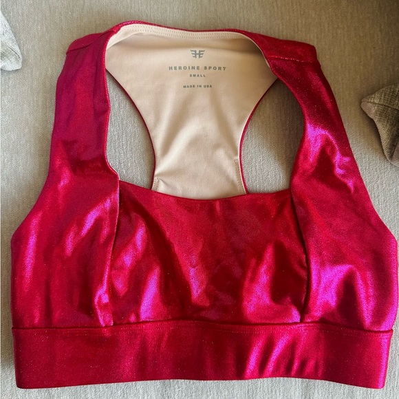 Heroine Sport Metallic Rose Pink Cycling Bra & Marvel Legging Set S - Picture 7 of 9